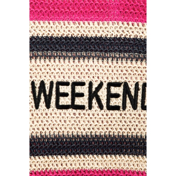 SOLD OUT Fuchsia Hello Weekend Straw Braided Tote Bag - Picture 2 of 4